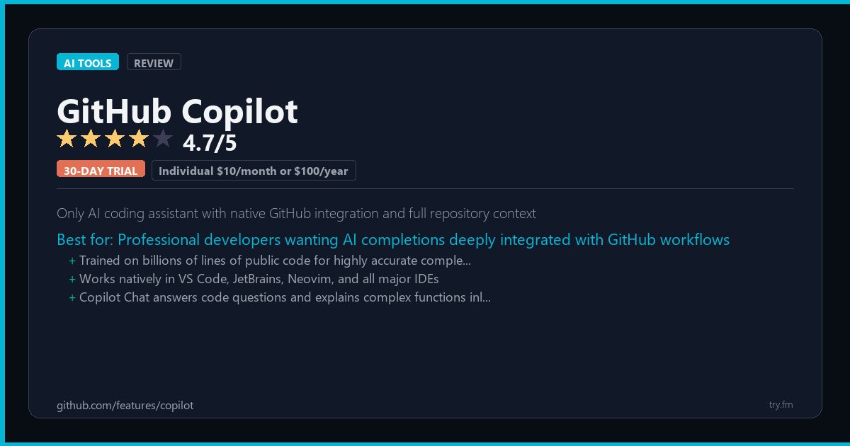 Github Copilot - Free Trial & Pricing - Try.fm