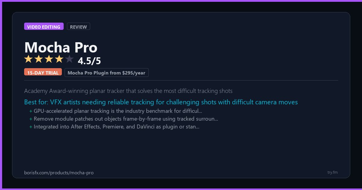 Mocha Pro - Free Trial & Pricing - Try.fm