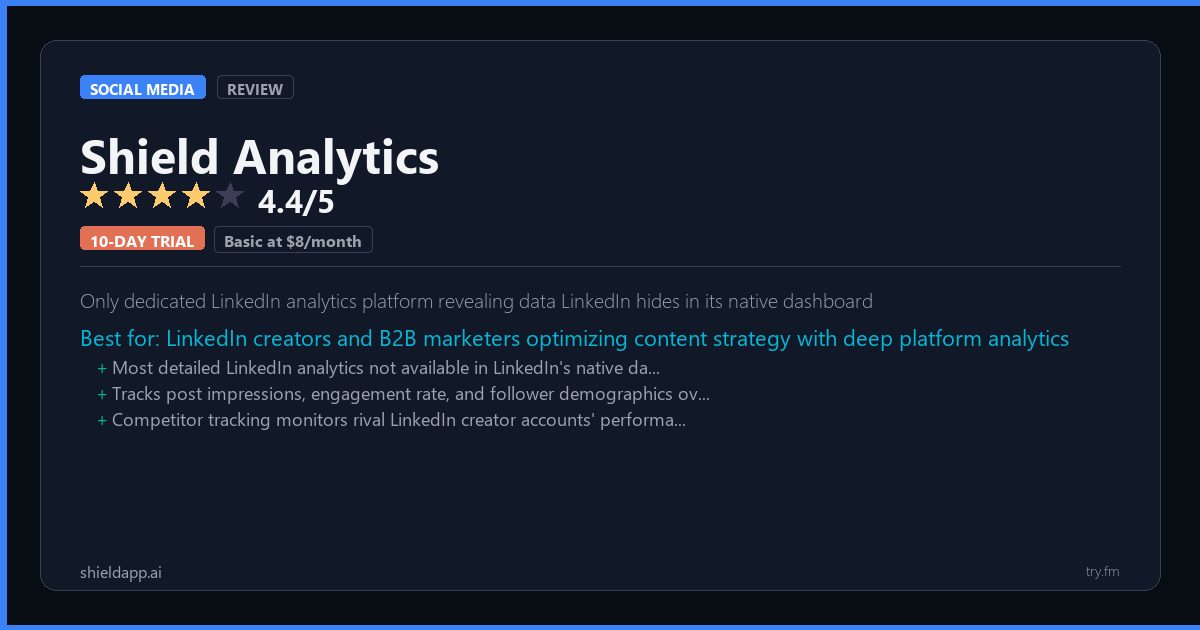 Shield Analytics - Free Trial & Pricing - Try.fm